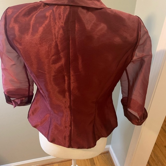Alex Evenings burgundy taffeta jacket, size SP - Picture 3 of 6